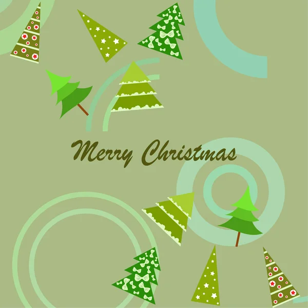 Merry Christmas Card Med Träd Vector Bakgrund — Stock vektor