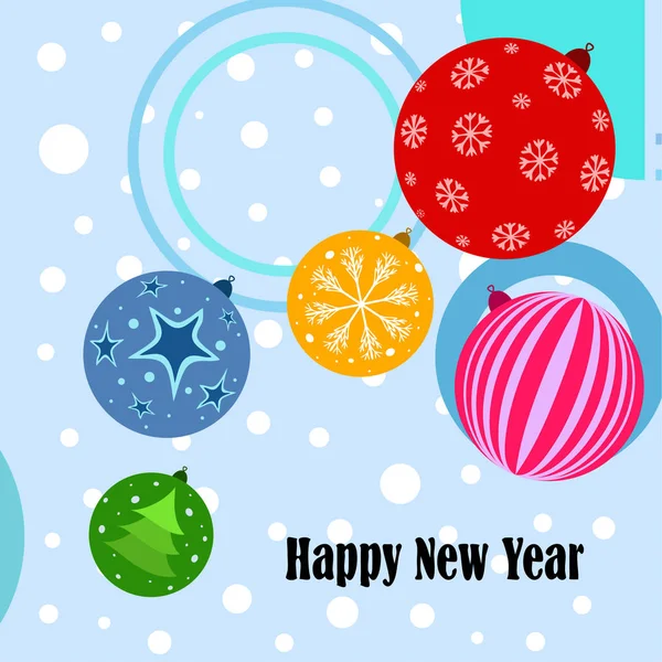 Christmas Balls New Year Greeting Card Vector Background — Stock Vector