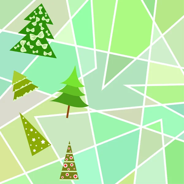 Neşeli Noel Kartı Ile Noel Ağaçları Vektör Arka Plan — Stok Vektör