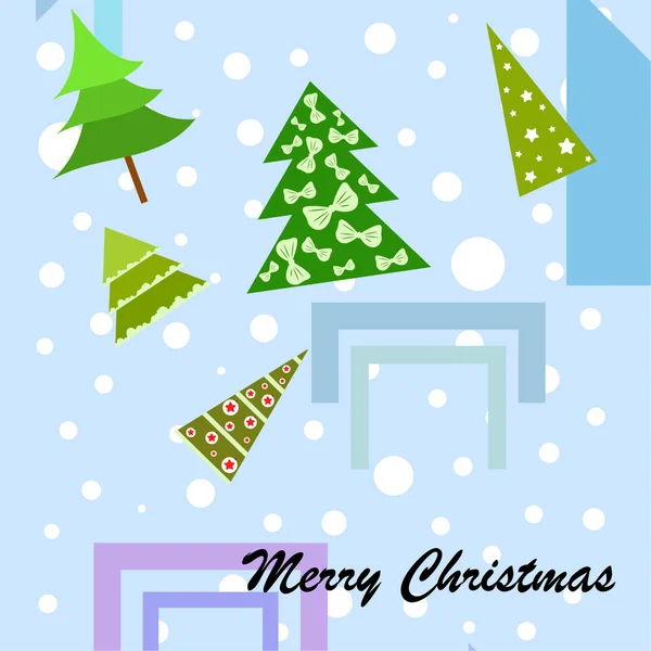 Merry Christmas Card Trees Vector Background — Stock Vector