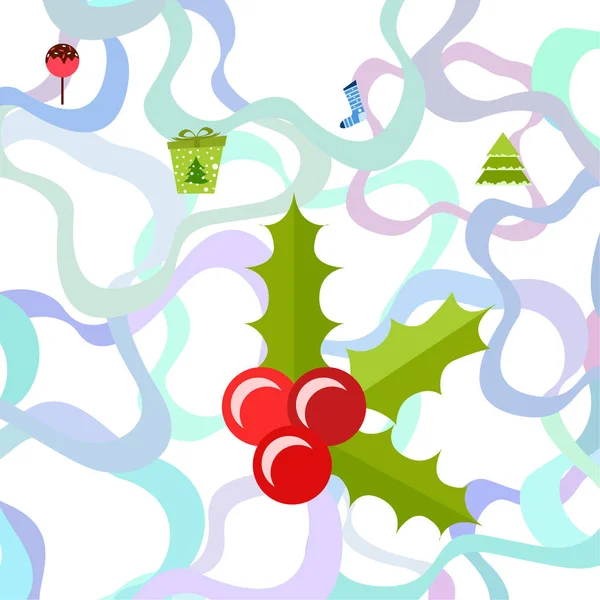 Carte Noël Cadeau Sapin Bonbon Chaussette Noël Fond Vectoriel — Image vectorielle