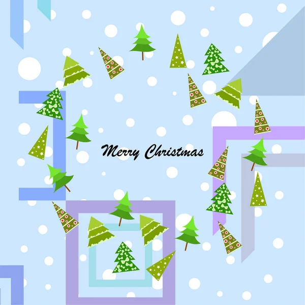 Frohe Weihnachten Karte Mit Weihnachtsbäumen Vektorhintergrund — Stockvektor