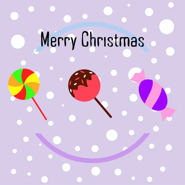 Frohe Weihnachten Karte Mit Bonbons Vektorhintergrund — Stockvektor