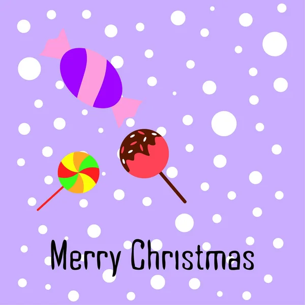 Merry Christmas Card Met Snoepjes Vector Achtergrond — Stockvector