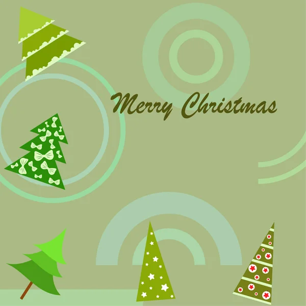 Merry Christmas Card Trees Vector Background — Stock Vector