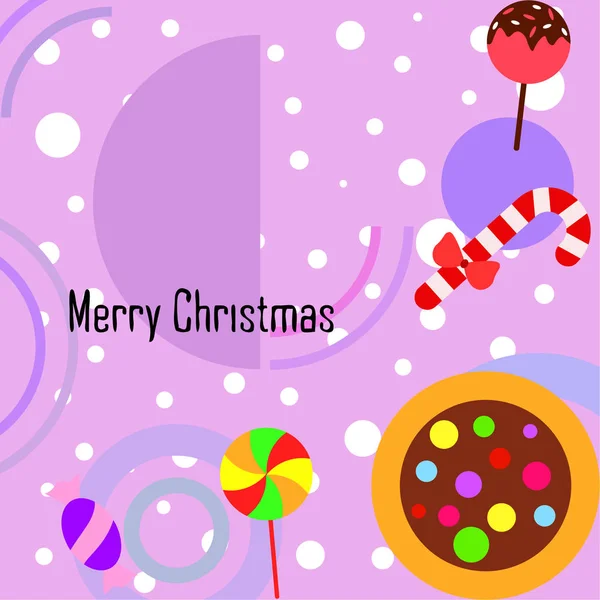 Feliz Tarjeta Navidad Con Caramelos Vector Fondo — Archivo Imágenes Vectoriales