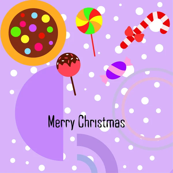 Feliz Tarjeta Navidad Con Caramelos Vector Fondo — Vector de stock