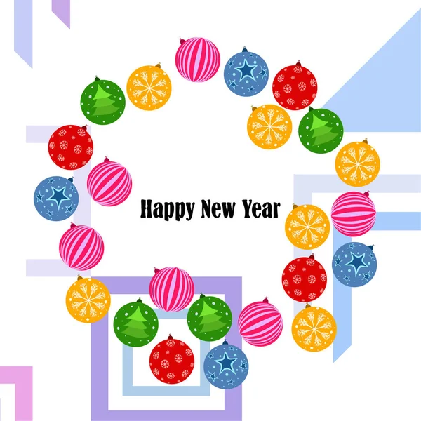 Christmas Balls New Year Greeting Card Vector Background — Stock Vector