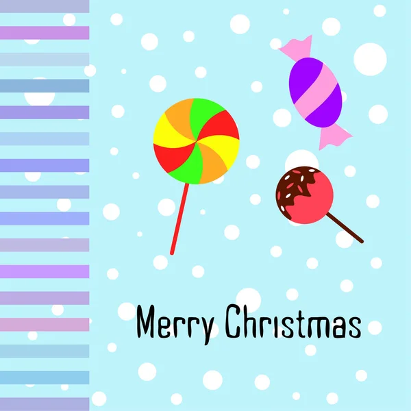 Feliz Tarjeta Navidad Con Caramelos Vector Fondo — Vector de stock