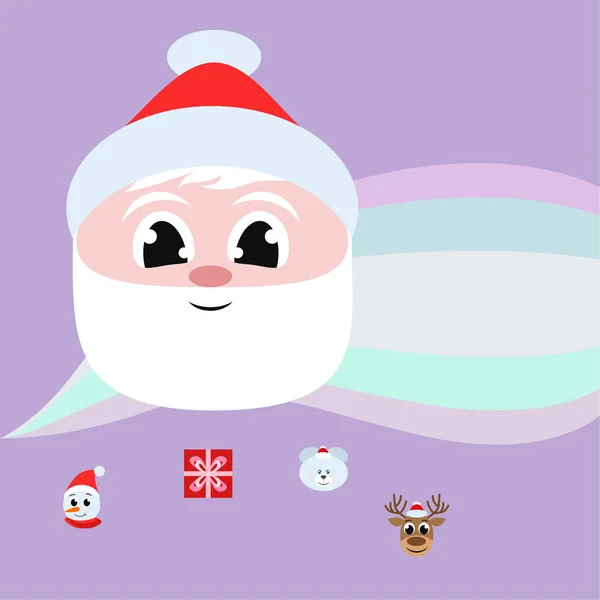 Tarjeta Navidad Santa Muñeco Nieve Ciervos Oso Vector Regalo Fondo — Vector de stock