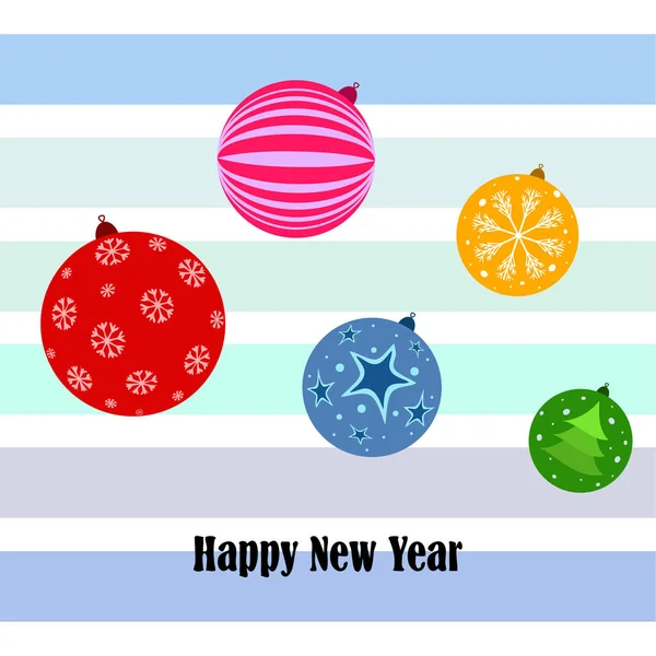 Christmas Balls New Year Greeting Card Vector Background — Stock Vector