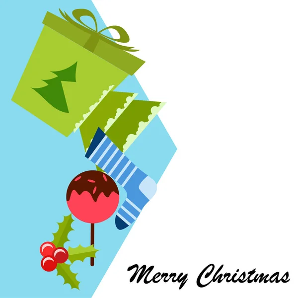Різдвяна Листівка Цукерки Ялинковий Подарунок Різдвяний Шкарпетка Векторний Фон — стоковий вектор
