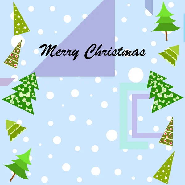 Merry Christmas Card Christmas Trees Vector Background — Stock Vector