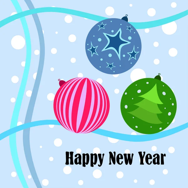 Christmas Balls New Year Greeting Card Vector Background — Stock Vector