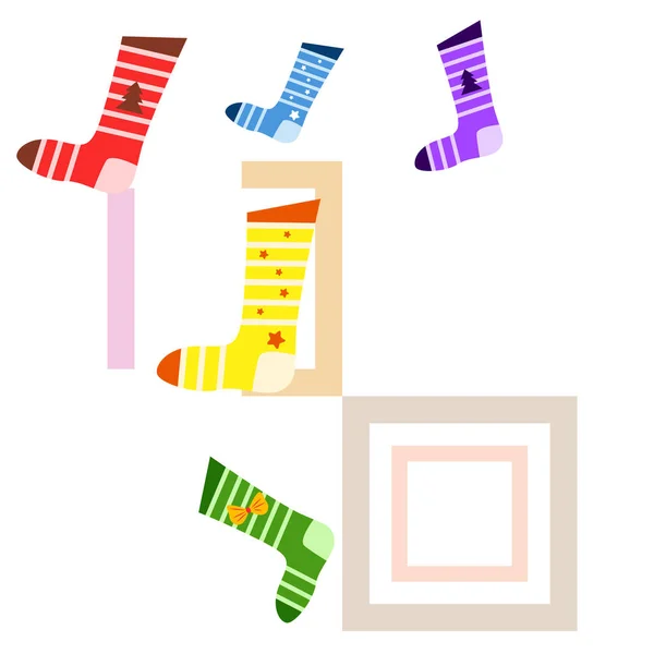 Carte Noël Chaussette Noël Fond Vectoriel — Image vectorielle