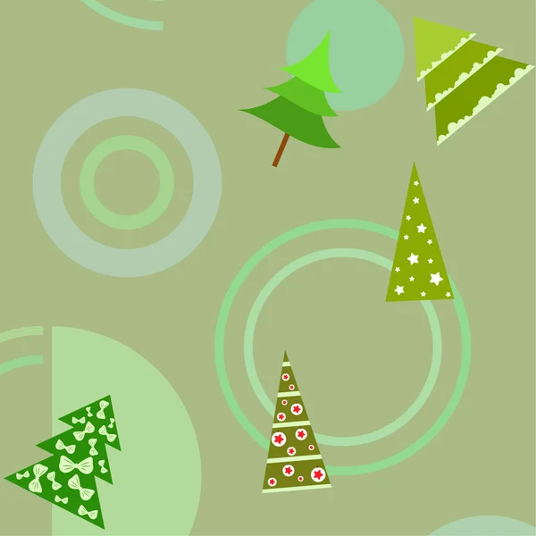 Feliz Tarjeta Navidad Con Árboles Vector Fondo — Vector de stock