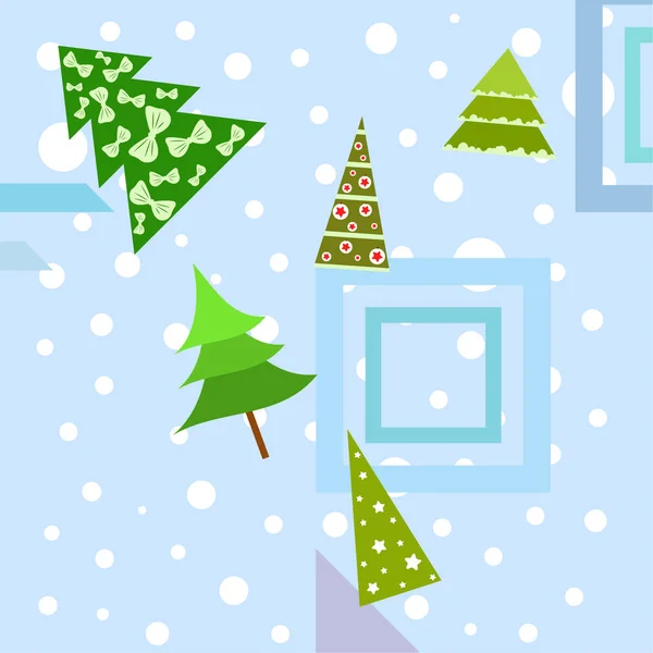 圣诞贺卡与圣诞树 向量背景 — 图库矢量图片