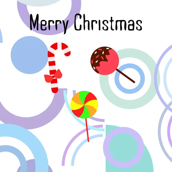 Merry Christmas Card Candies Vector Background — Stock Vector