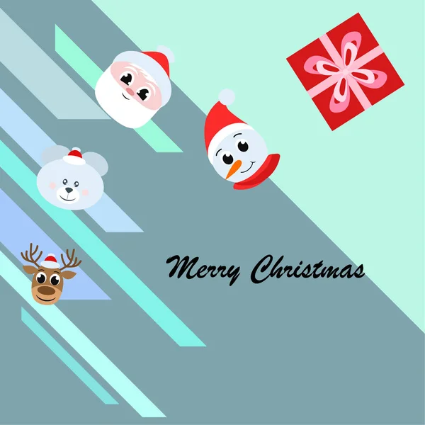 クリスマス カード サンタ 雪だるま ギフトのベクトルの背景 — ストックベクタ