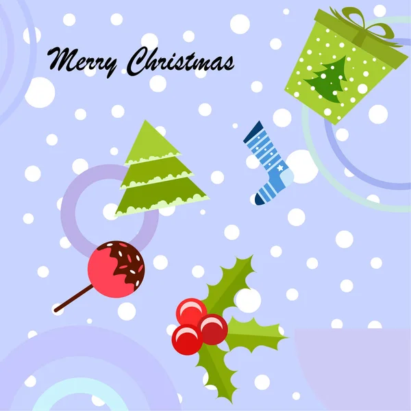 クリスマス カード お菓子 ギフト クリスマス靴下 ベクトルの背景 — ストックベクタ