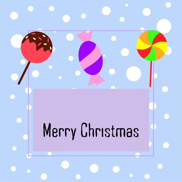 Merry Christmas Card Candies Vector Background — Stock Vector