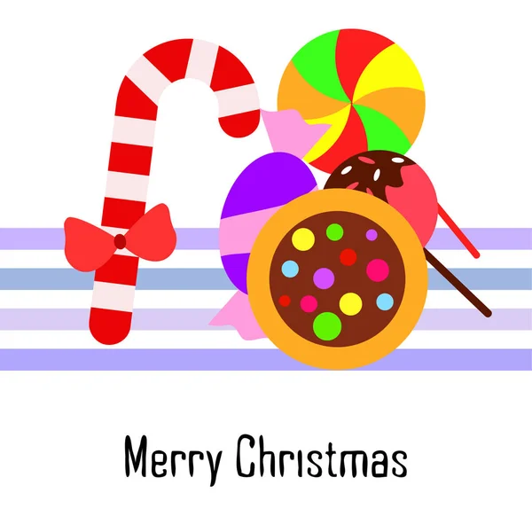 Merry Christmas card with  candies, vector background