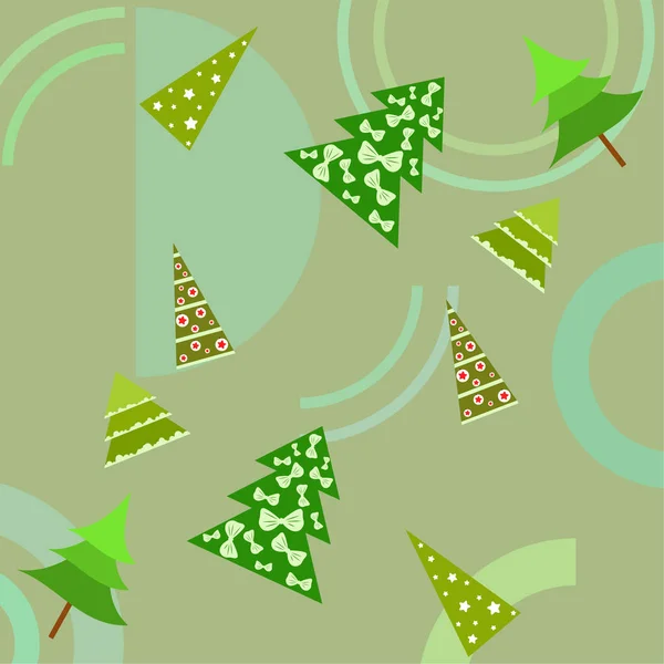 Feliz Cartão Natal Com Árvores Fundo Vetorial —  Vetores de Stock