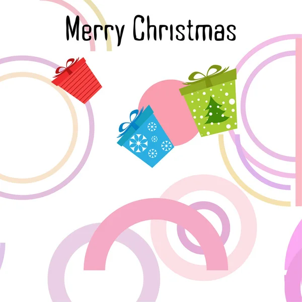 Weihnachtskarte Geschenke Auf Weißem Hintergrund Vektorillustration — Stockvektor