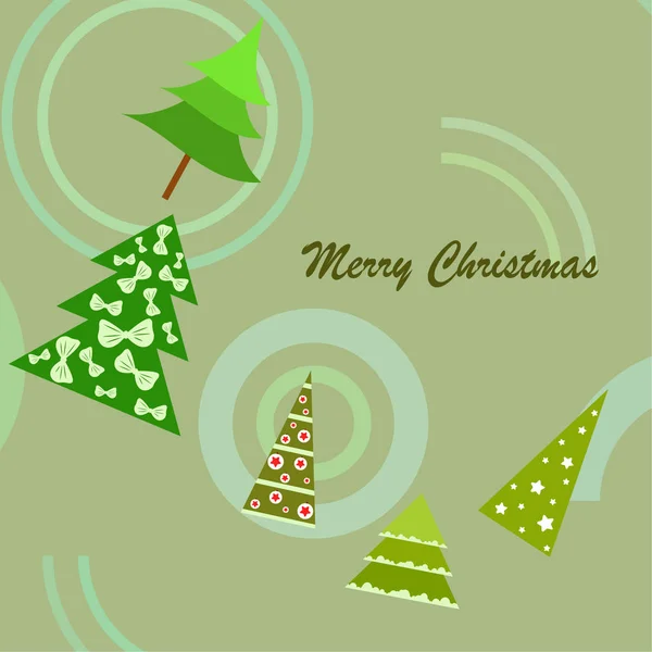 愉快的圣诞贺卡与树 向量背景 — 图库矢量图片