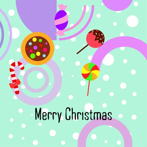 Feliz Tarjeta Navidad Con Caramelos Vector Fondo — Vector de stock