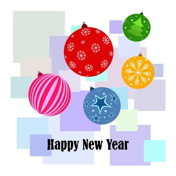 Christmas Balls New Year Greeting Card Vector Background — Stock Vector