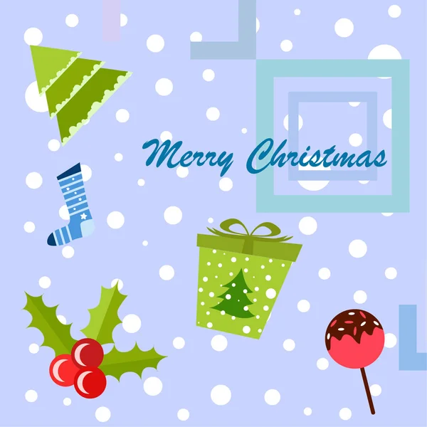クリスマス カード お菓子もみギフト クリスマス靴下 ベクトルの背景 — ストックベクタ
