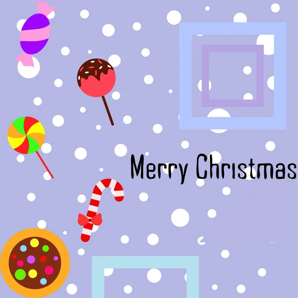 Feliz Tarjeta Navidad Con Caramelos Vector Fondo — Vector de stock