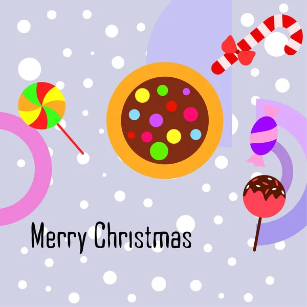 Frohe Weihnachten Karte Mit Bonbons Vektorhintergrund — Stockvektor
