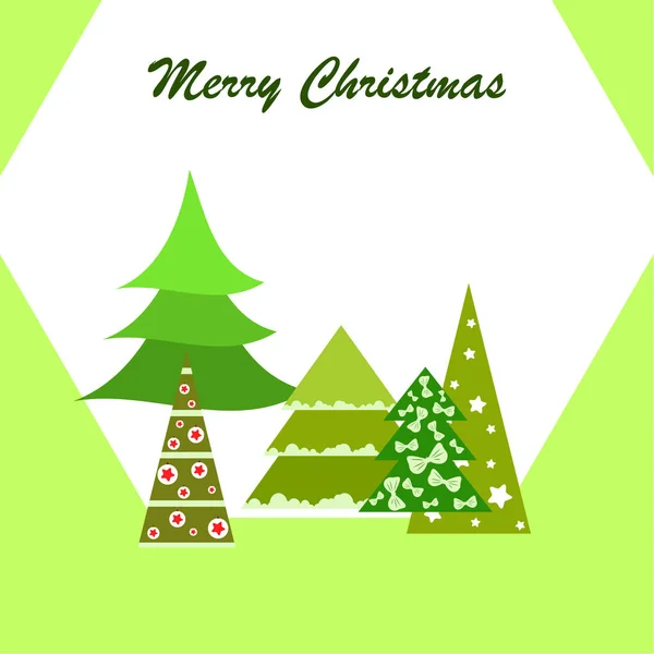 Frohe Weihnachten Karte Mit Tannenbäumen Vektorhintergrund — Stockvektor