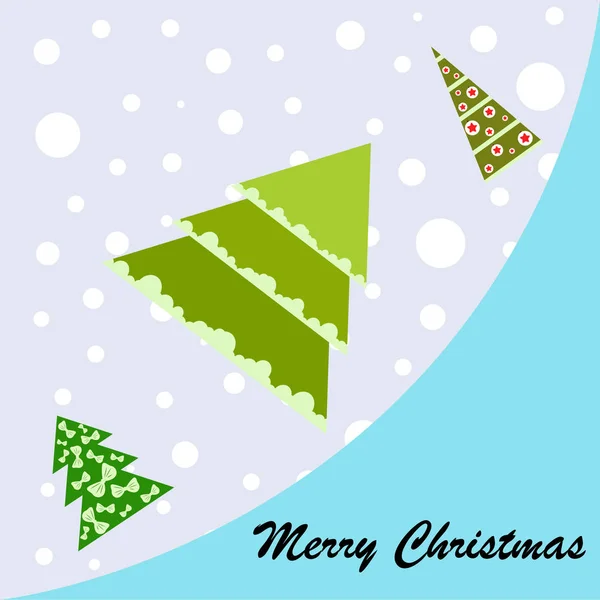 Merry Christmas Card Trees Vector Background — Stock Vector