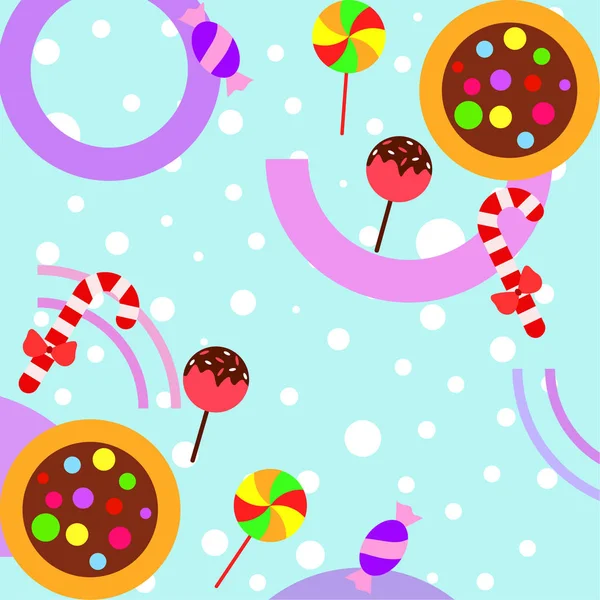 Joyeux Noël Carte Avec Des Bonbons Fond Vectoriel — Image vectorielle