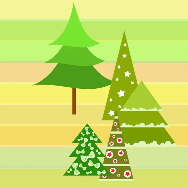 モミの木のベクトルの背景とメリー クリスマス カード — ストックベクタ