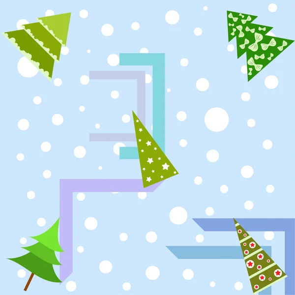 Feliz Cartão Natal Com Árvores Natal Fundo Vetorial —  Vetores de Stock