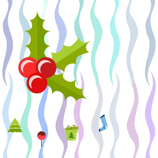 Vánoční Přání Candy Jedle Dárek Vánoční Ponožku Vektorové Pozadí — Stockový vektor