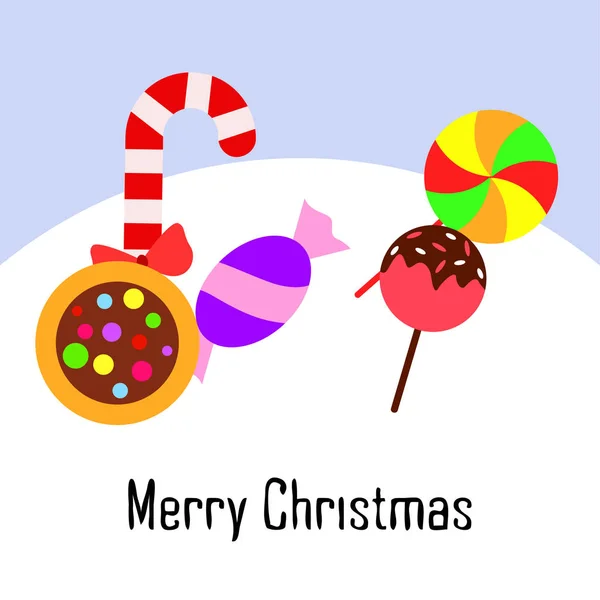 Feliz Tarjeta Navidad Con Caramelos Vector Fondo — Archivo Imágenes Vectoriales