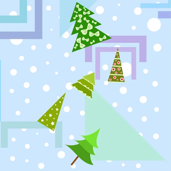 Frohe Weihnachten Karte Mit Bäumen Vektorhintergrund — Stockvektor