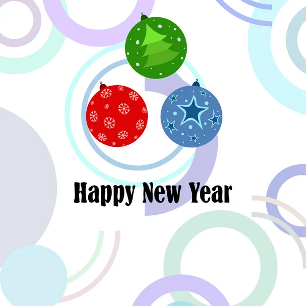 Christmas Balls New Year Greeting Card Vector Background — Stock Vector