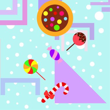 Şekerler, vektör arka plan ile neşeli Noel kartı