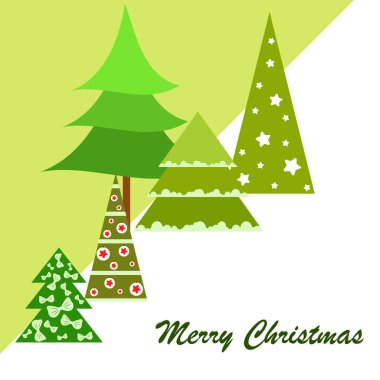 Çam ağaçları, vektör arka plan ile neşeli Noel kartı