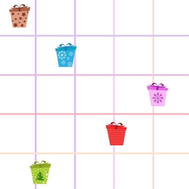 Noel kartı, hediyeler, vektör arka plan