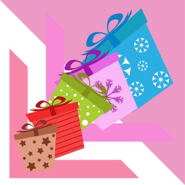 Beyaz arka planda, vektör çizim Noel hediyeleri 