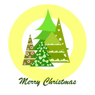Çam ağaçları, vektör arka plan ile neşeli Noel kartı