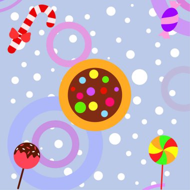 Şekerler, vektör arka plan ile neşeli Noel kartı