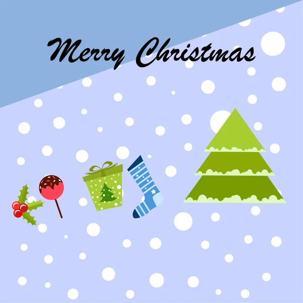 Vánoční Přání Candy Jedle Dárkové Vánoční Ponožku Vektorové Pozadí — Stockový vektor